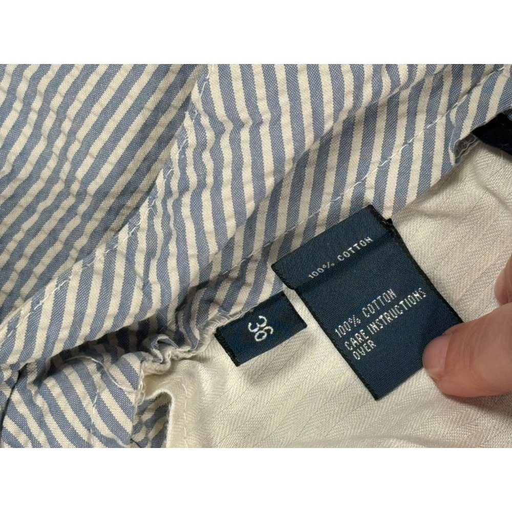 Polo Ralph Lauren Seersucker Chino Shorts Men 36 Blue White Stripe Suffield Fit - Picture 9 of 12